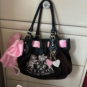 Juicy Couture Black and Pink Shoulder Bag